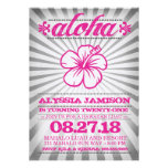 GC Aloha Grey Pink Birthday Announcements