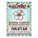 GC Aloha Sunset Aqua Blue Birthday Invitations