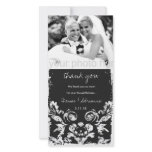 GC | Charcoal Vintage Damask Vertical Thank You photo cards