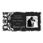 GC | Deep Grey Vintage Damask Thank You Photo Card