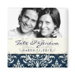 GC | Erika Vintage Damask Save the Date Navy Fridge Magnet