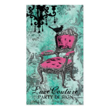 GC | Fabulously French Turquoise Damask Business Card