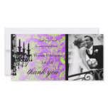 GC | Jolie Chandelier Hot Violet Damask Thank You photo cards