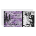 GC | Jolie Chandelier Purple Grey Damask photo cards