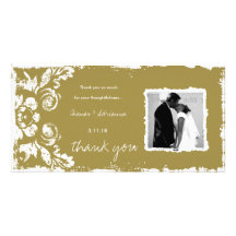 GC | Mustard Vintage Damask Thank You Personalised Photo Card