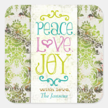 GC Peace Love and Joy Damask Sticker