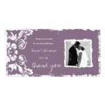 GC | Purple Vintage Damask Thank You Custom Photo Card