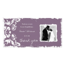 GC | Purple Vintage Damask Thank You Custom Photo Card