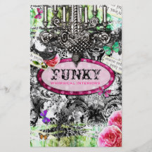 GC | Whimsical Vintage Charm - Black White Damask Personalized Flyer