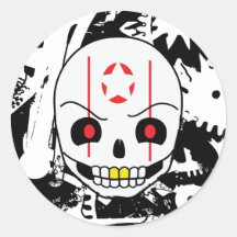Gear Skull Round Stickers