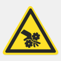 Gear warning hazard triangle stickers