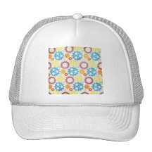 gears01 COLORFUL GEARS PATTERNS YELLOW PURPLE BLUE Hat