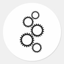 Gears Round Stickers