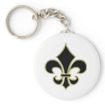 Geaux Black & Gold Fleur De Lis Key Chains
