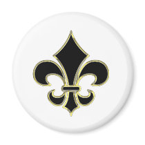 Geaux Black & Gold Fleur De Lis Refrigerator Magnets