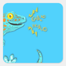 "Gecko gekko" Cute Calling Tokay Gecko Square Sticker
