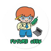 Geek (boy) round sticker