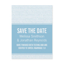 Geek Chic Save the Date Postcard, Blue