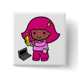 geek girl pinback button