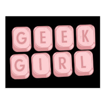 Geek Girl Pink Keyboard Postcards