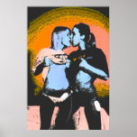 Geek girls kissing with mouses #1 orange posters