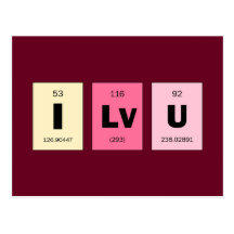 Geek Nerd Science I Love You Post Cards