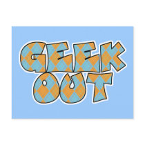 Geek Out Argyle Text Design Post Card