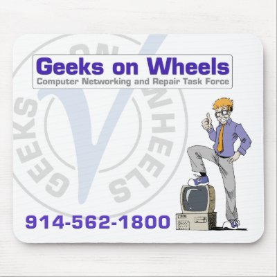 Geeks on Wheels Mouse Mats by gowcaroline