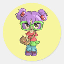 Geeky Kitty Round Stickers