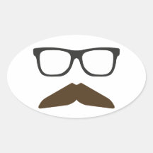 Geeky Moustache Oval Sticker