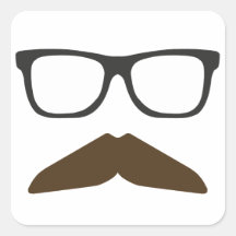 Geeky Moustache Square Sticker