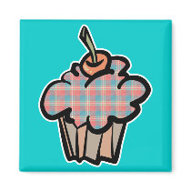 geeky plaid cupcake refrigerator magnet