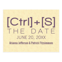 Geeky Typography Save the Date Postcard, Purple