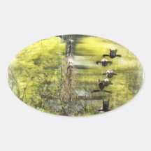Geese by Willow Oval Sticker