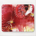 Geisha, Cranes and Blossoms mousepads