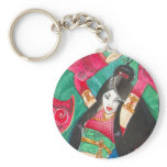 Geisha Dancer Keychain, Bellydance Dragon Art