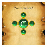 Gem cross 1st Holy Communion / Christening green Personalized Invitation