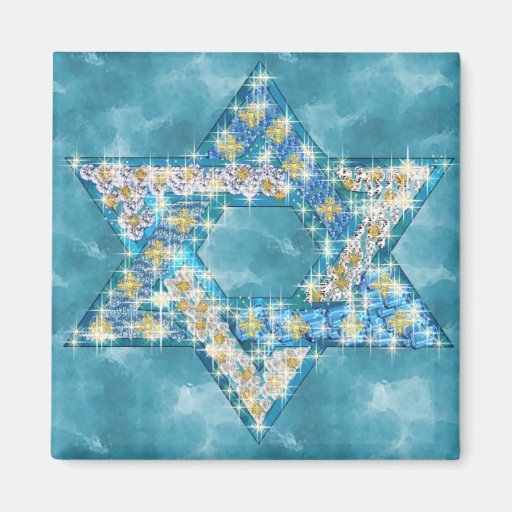 Gem decorated Star of David Fridge Magnets