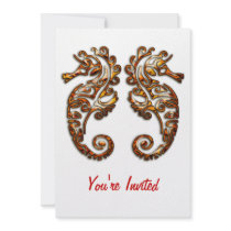 Gemini Metallic Tribal Seahorses