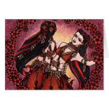 Gemini Tribal Belly Dancers Greeting Cards