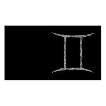 Gemini. Zodiac Astrology Sign. Black. Business Card