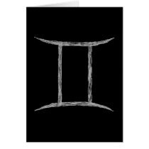 Gemini. Zodiac Astrology Sign. Black. Greeting Card
