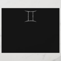 Gemini. Zodiac Astrology Sign. Black. Full Colour Flyer