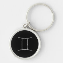Gemini. Zodiac Astrology Sign. Black. Keychains