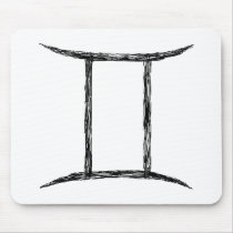 Gemini. Zodiac Astrology Sign. Black. Mouse Pads