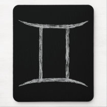 Gemini. Zodiac Astrology Sign. Black. Mousepad