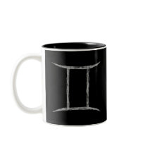 Gemini. Zodiac Astrology Sign. Black. Mug