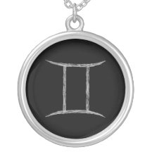 Gemini. Zodiac Astrology Sign. Black. Necklaces