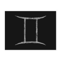 Gemini. Zodiac Astrology Sign. Black. Post Cards