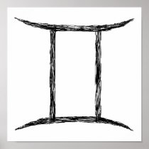 Gemini. Zodiac Astrology Sign. Black. Posters